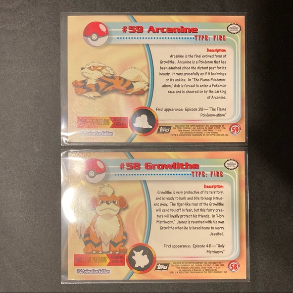 Growlithe and Arcanine Topps Series 2 - Picture 2 of 2